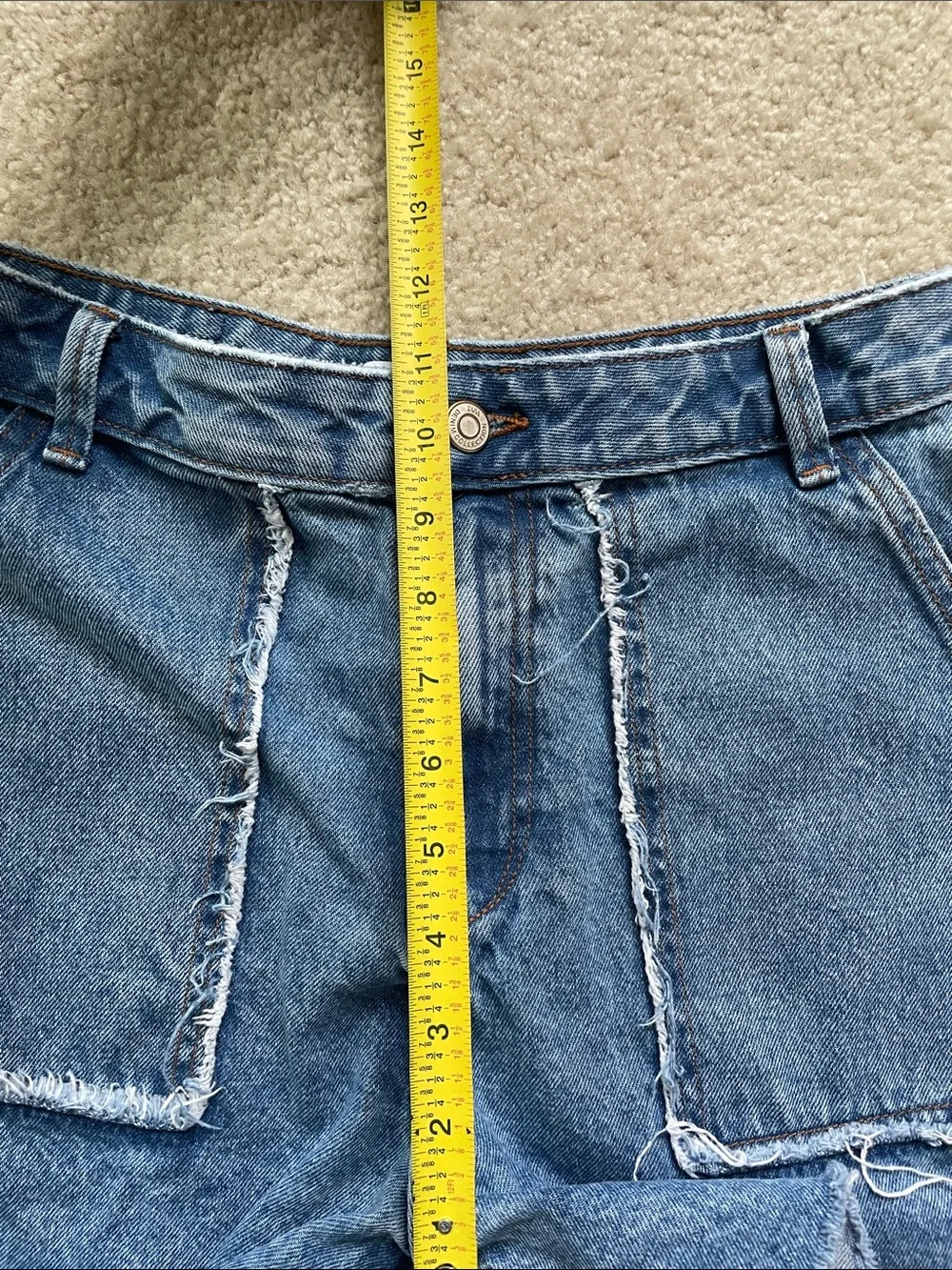 Zara 90s Style Raw Hem Denim Shorts